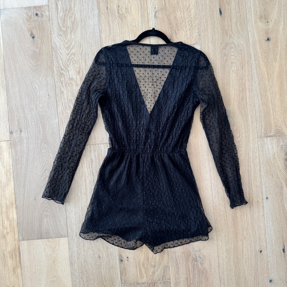 Black Sheer Long Sleeve Romper